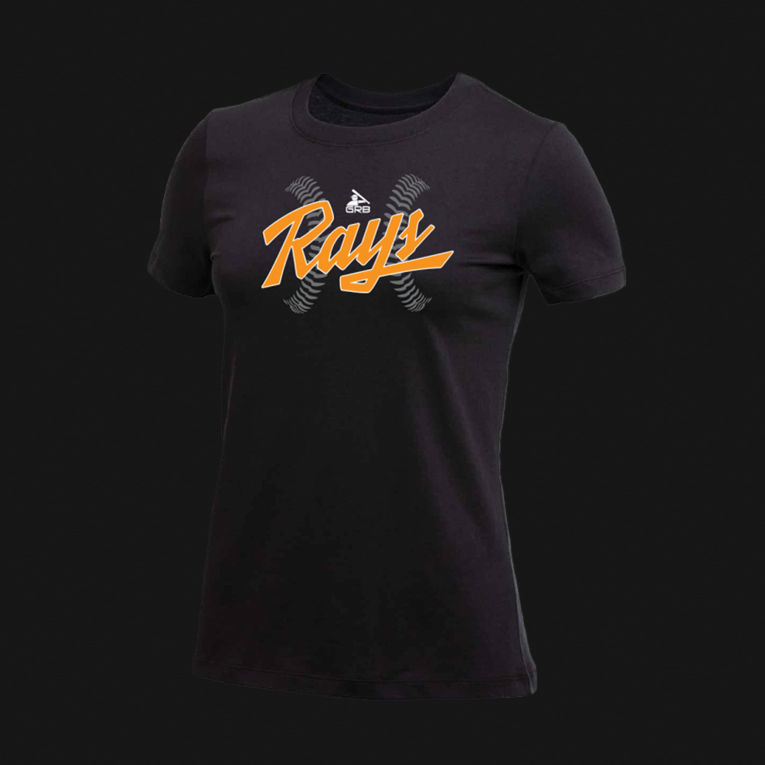 Women's Black Cotton T-Shirt- Rays Logo 59