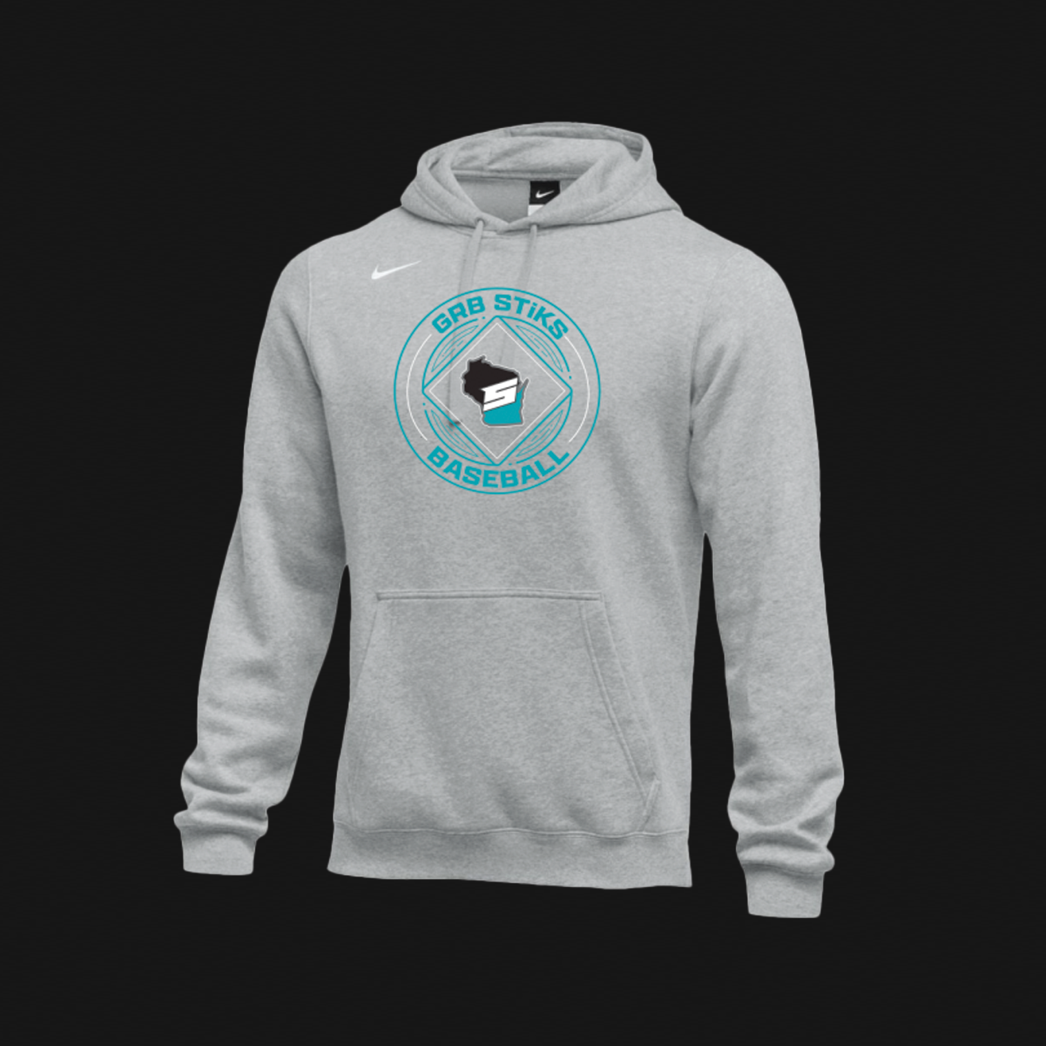 Nike Grey Cotton Hoodie- STiKS Logo 63