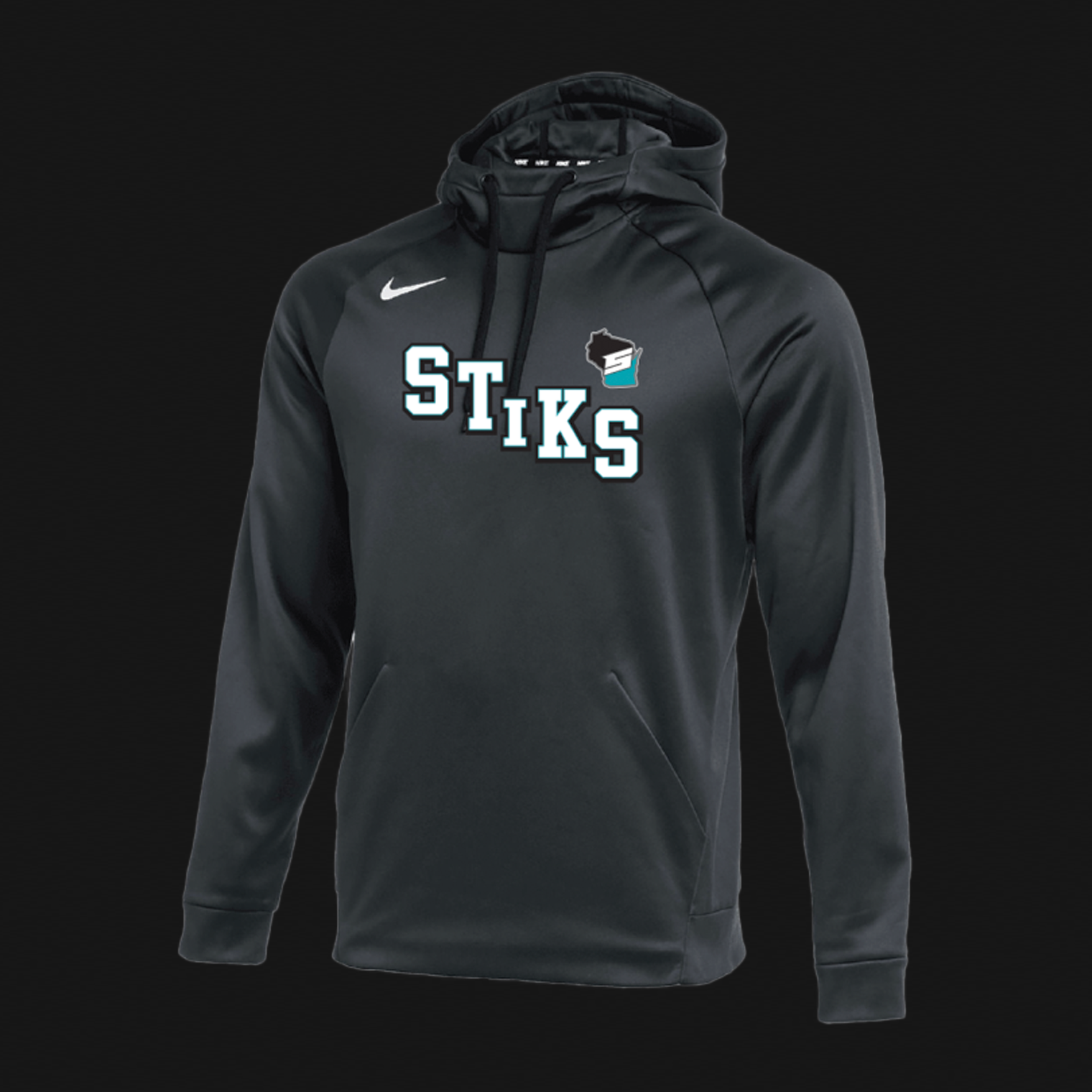 Nike Anthracite Therma Hoodie- STiKS Block Text Logo