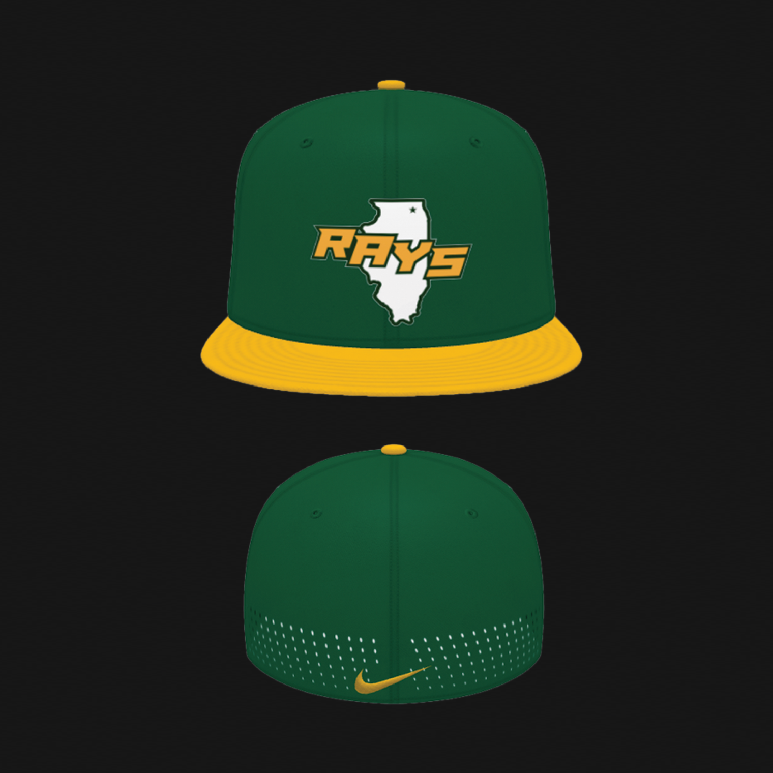 Nike Game Hat - Rays IL Front - Green/Gold