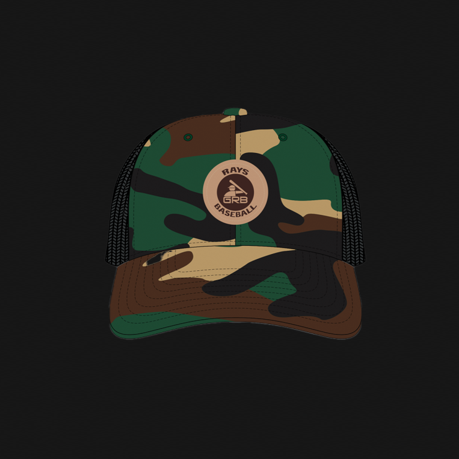 Camo/Black Snapback Hat - Rays Circle Logo
