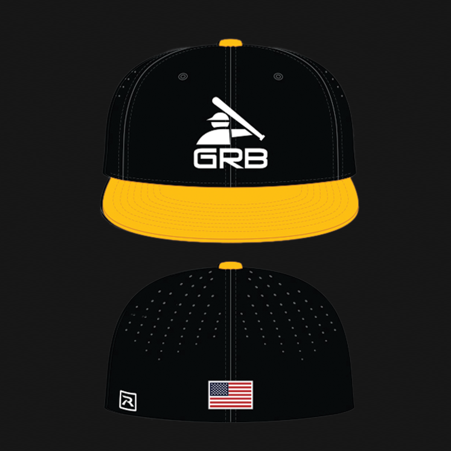 Black/Gold Fitted Hat