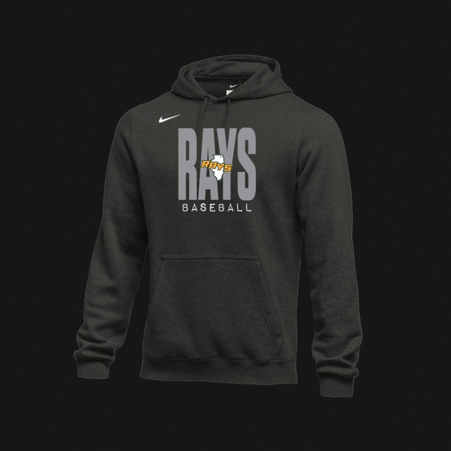 Nike Youth Black Cotton Hoodie- Rays IL Logo 280
