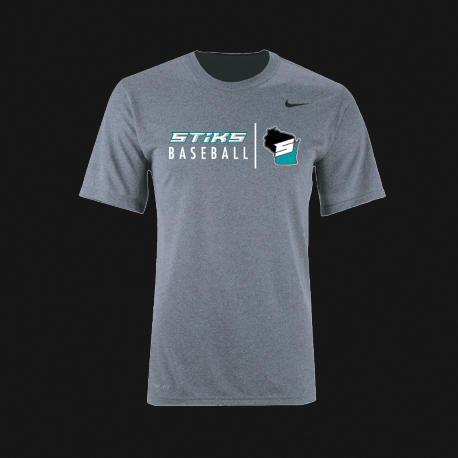 Nike Carbon Heather T-Shirt- STiKS Logo 304
