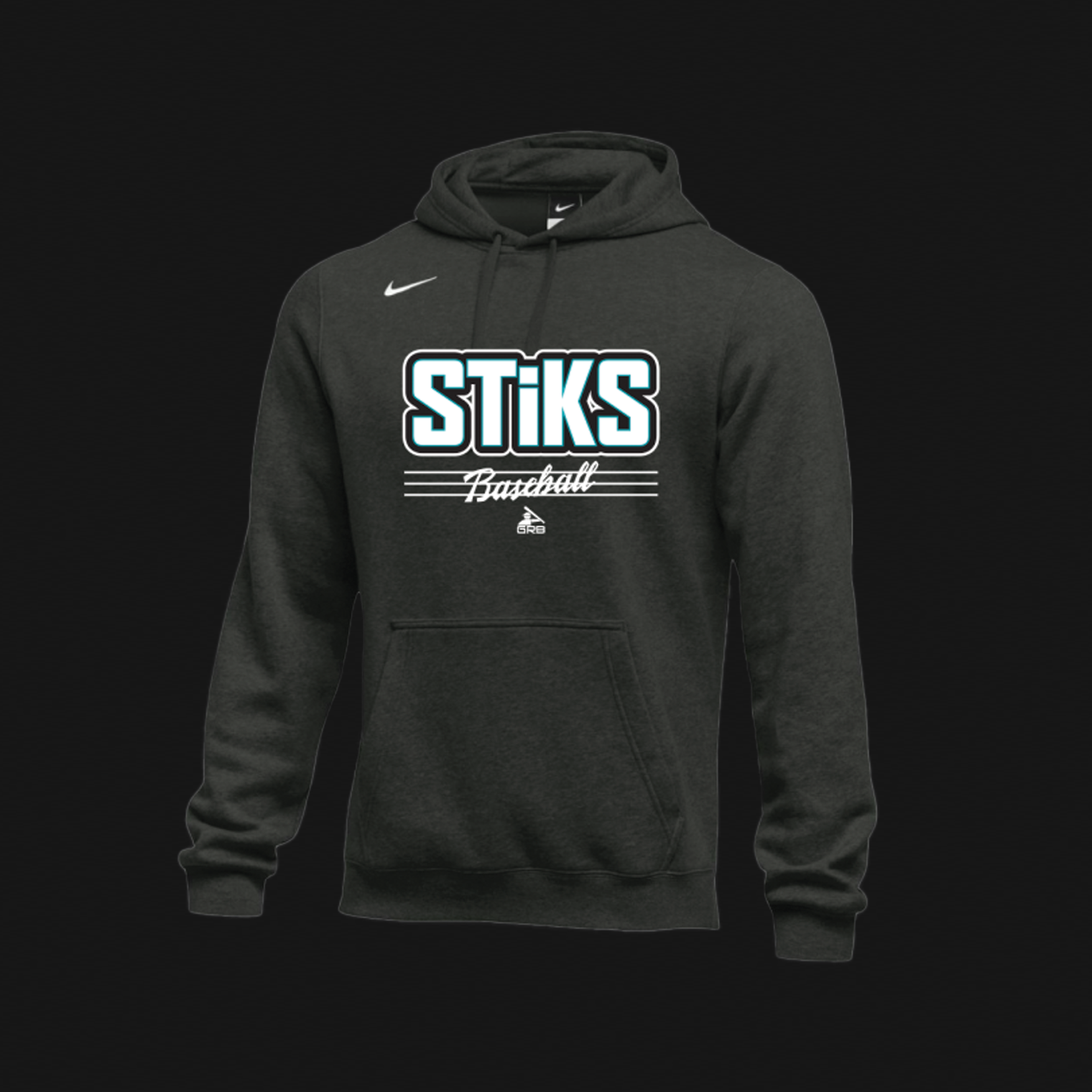 Nike Youth Black Hoodie- STiKS Logo 62