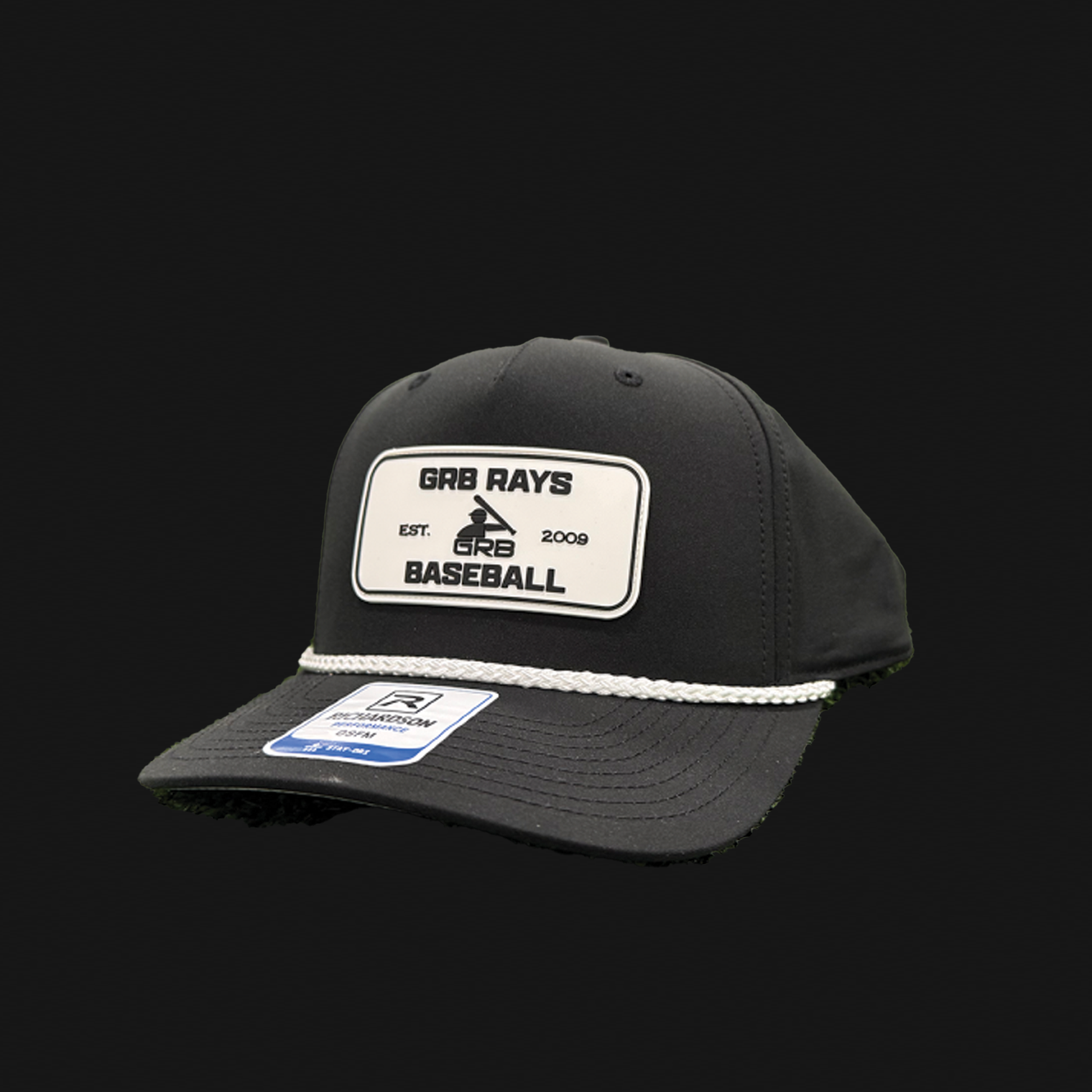 Black Snapback Hat - Rays Rectangle Patch