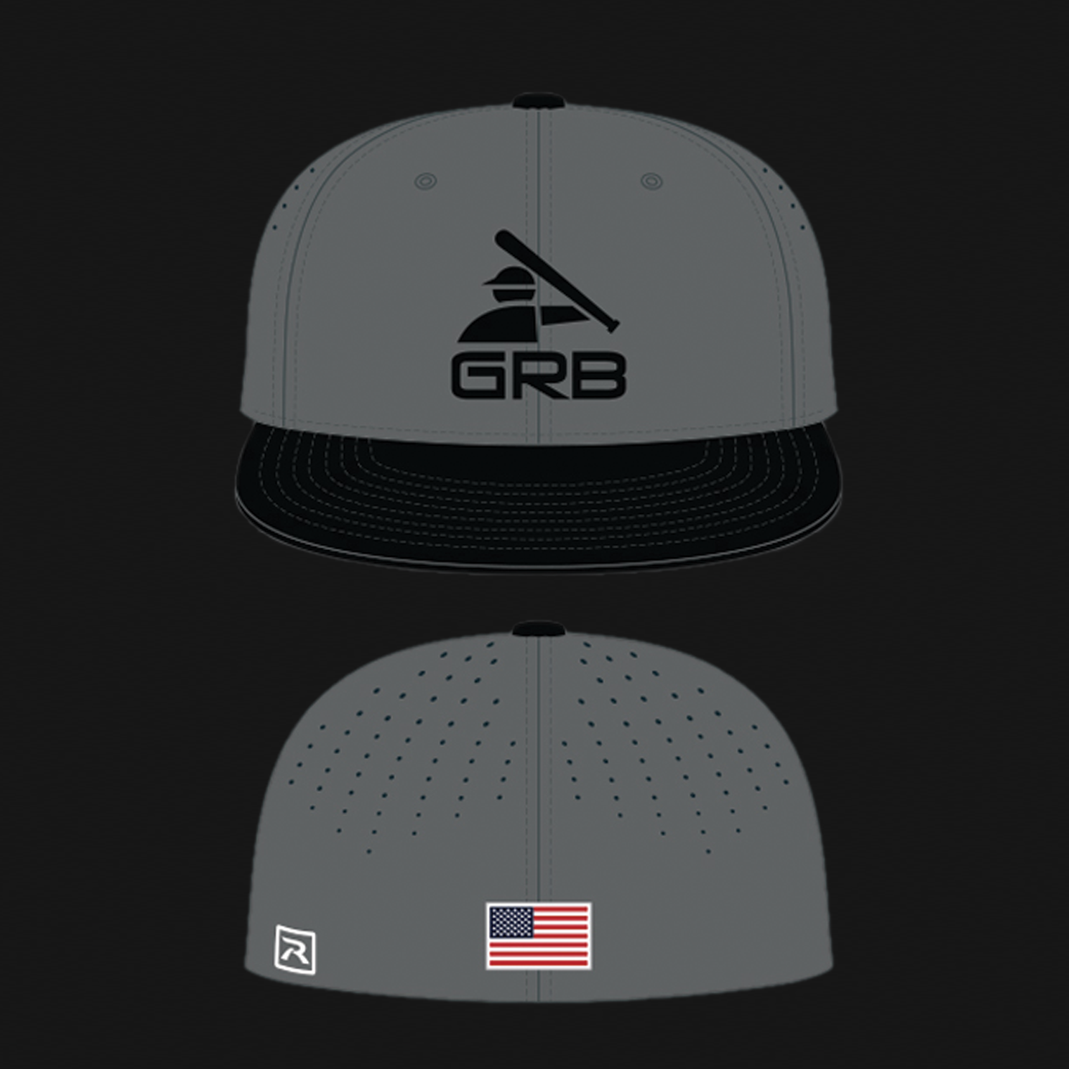 Grey/Black Fitted Hat