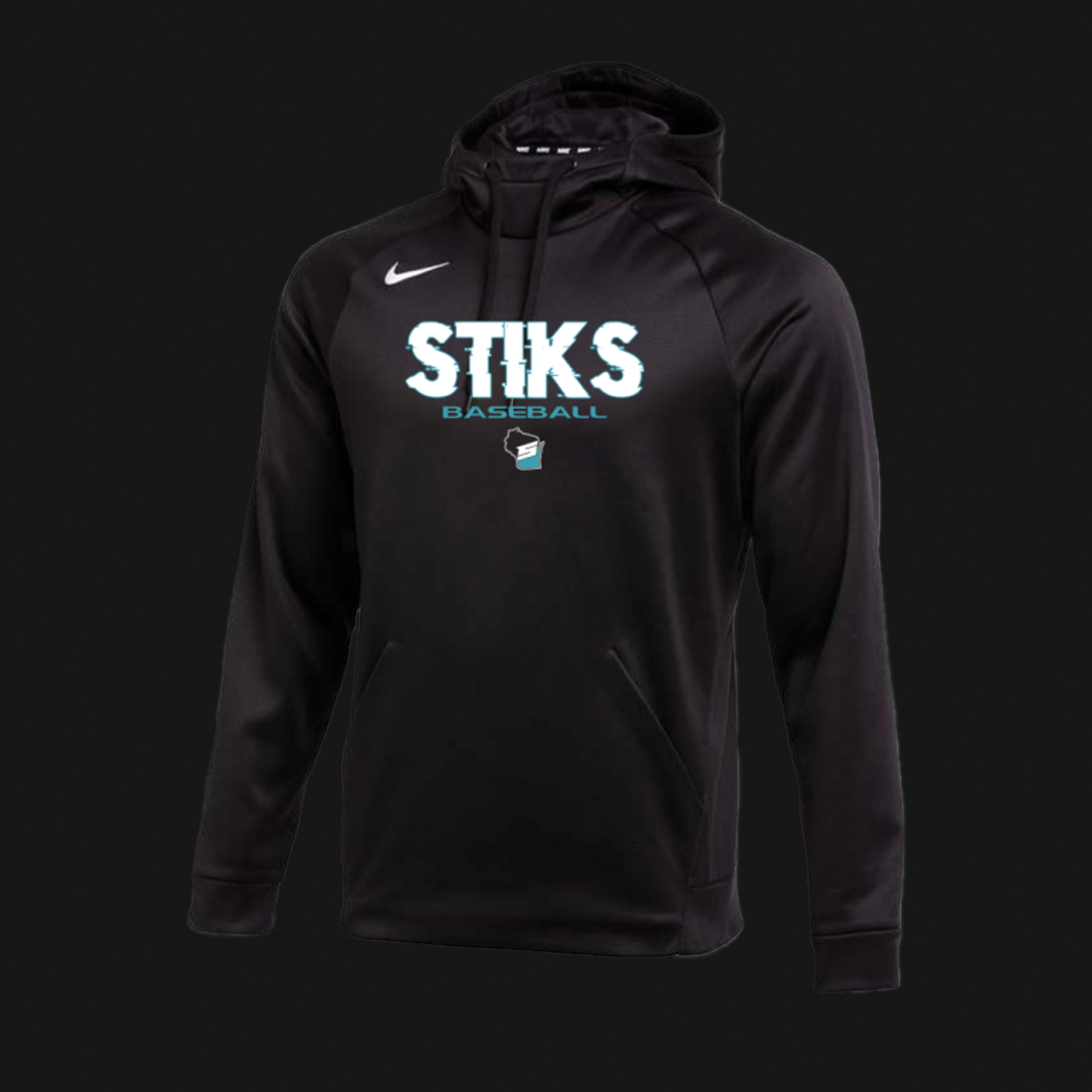 Nike Black Therma Hoodie- STiKS Glitch Logo