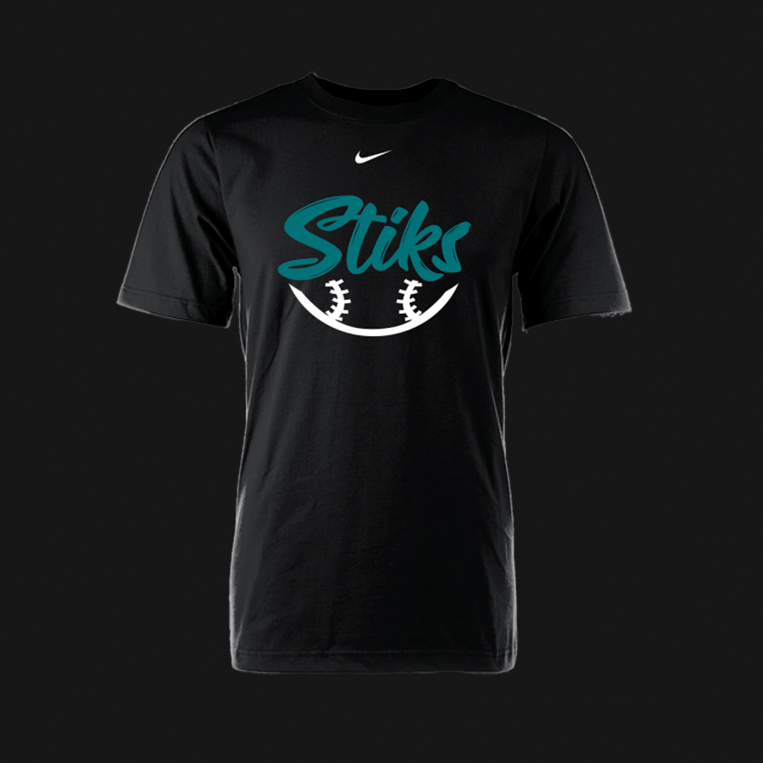 Nike Women's Black Cotton T-Shirt- STiKS logo 253