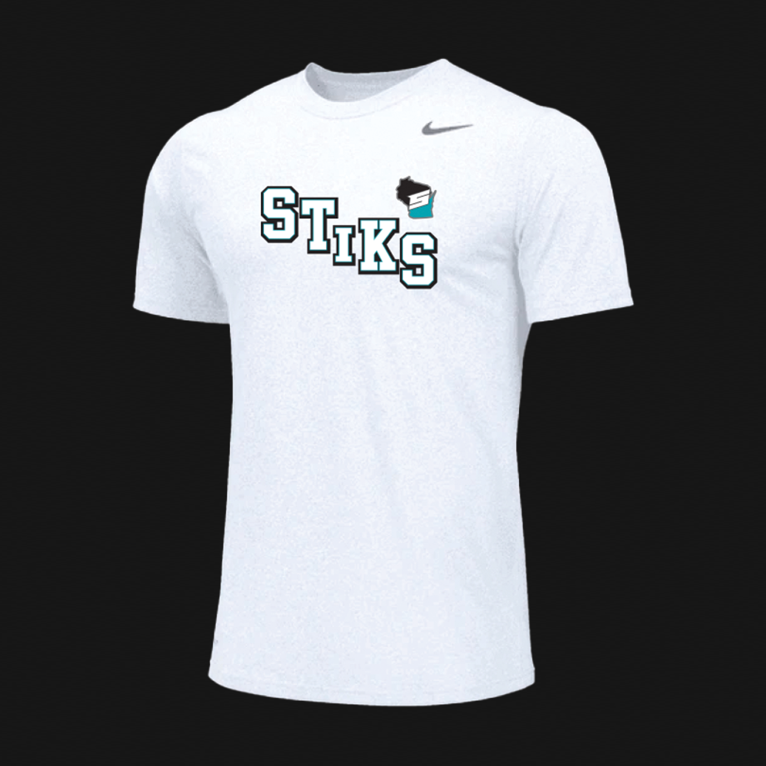 Nike White T-Shirt- STiKS Block Text Logo