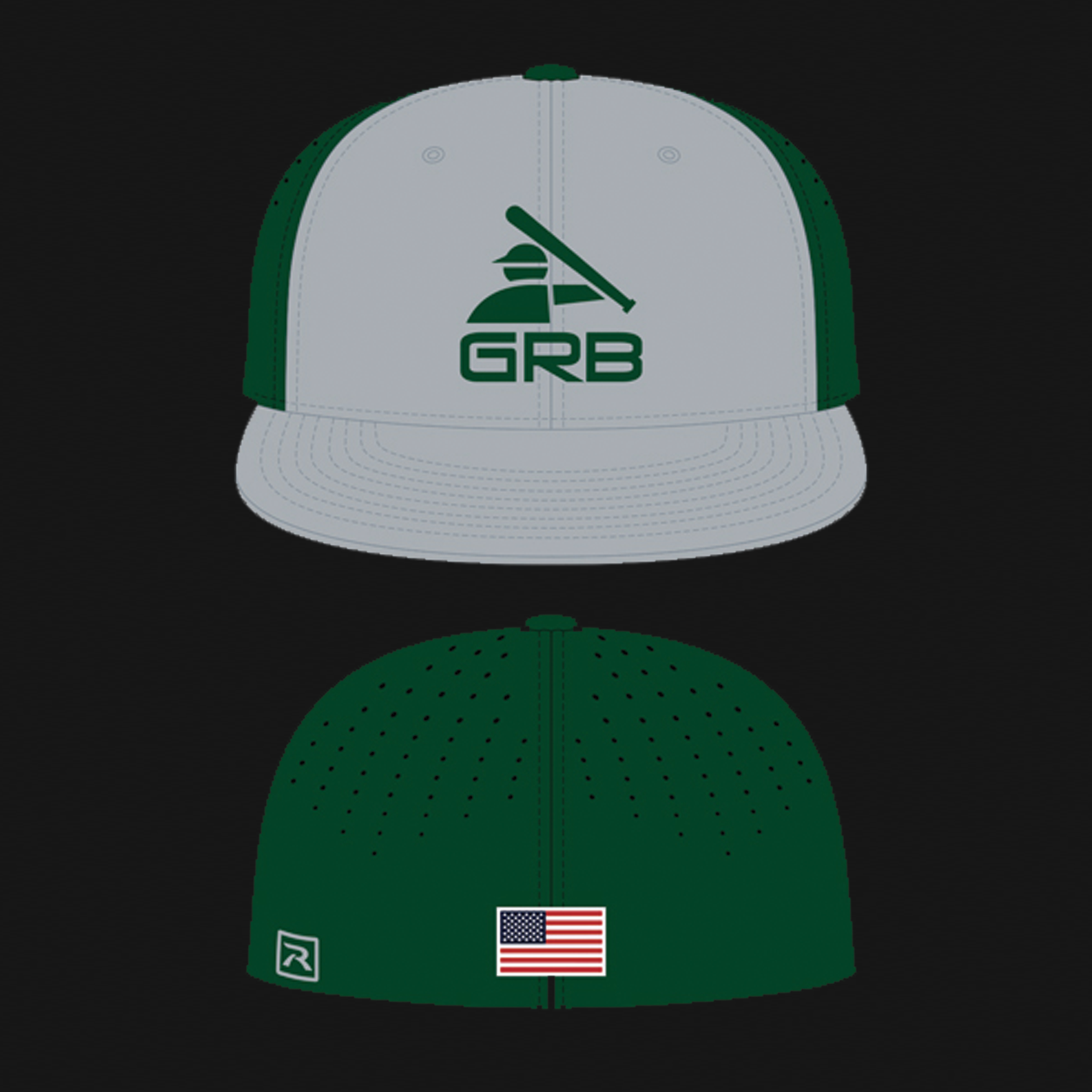 Grey/Green Fitted Hat