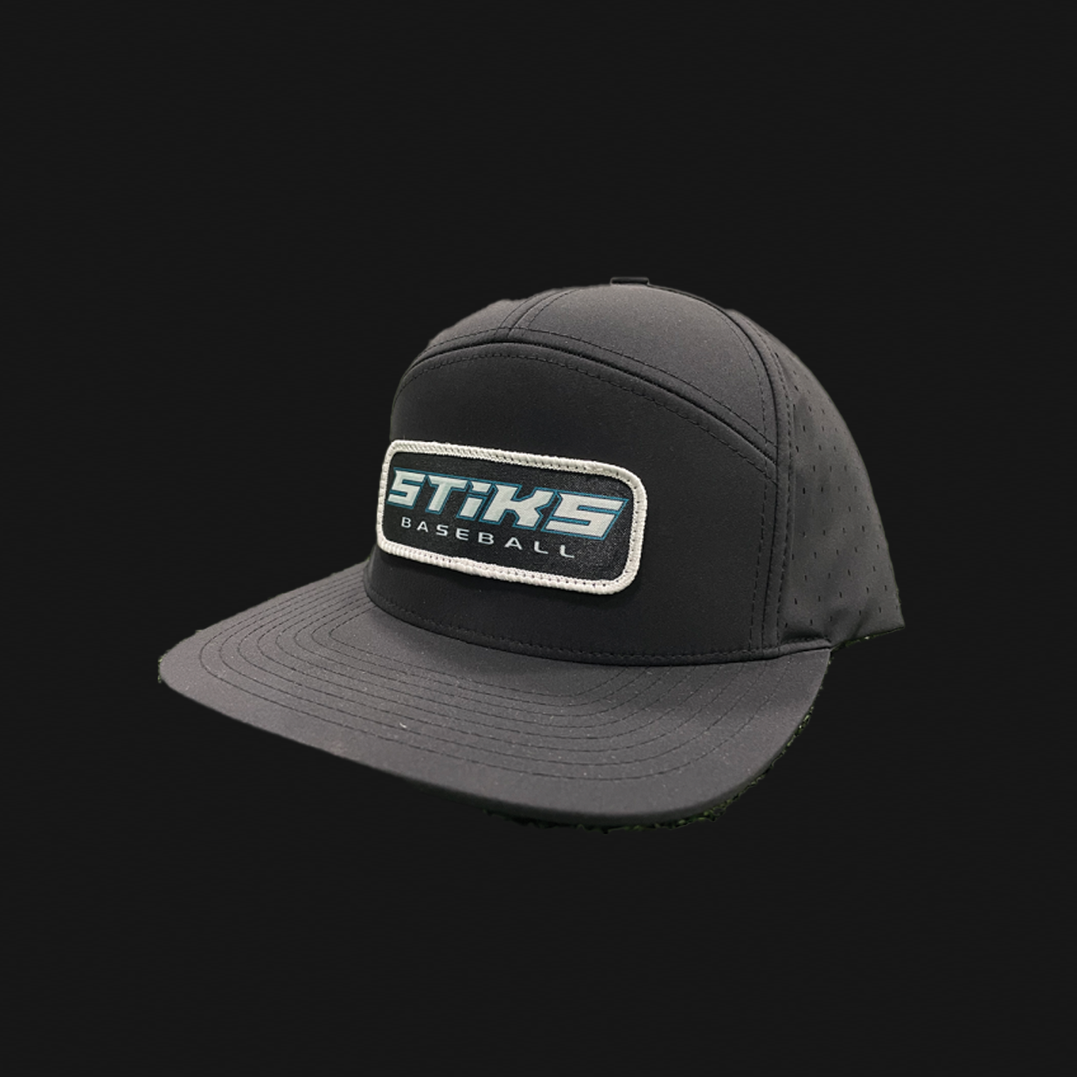 Black Snapback 7 Panel Hat - STiKS Patch