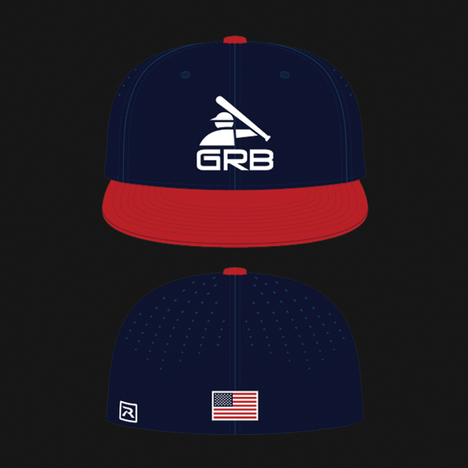 Navy/Red Fitted Hat