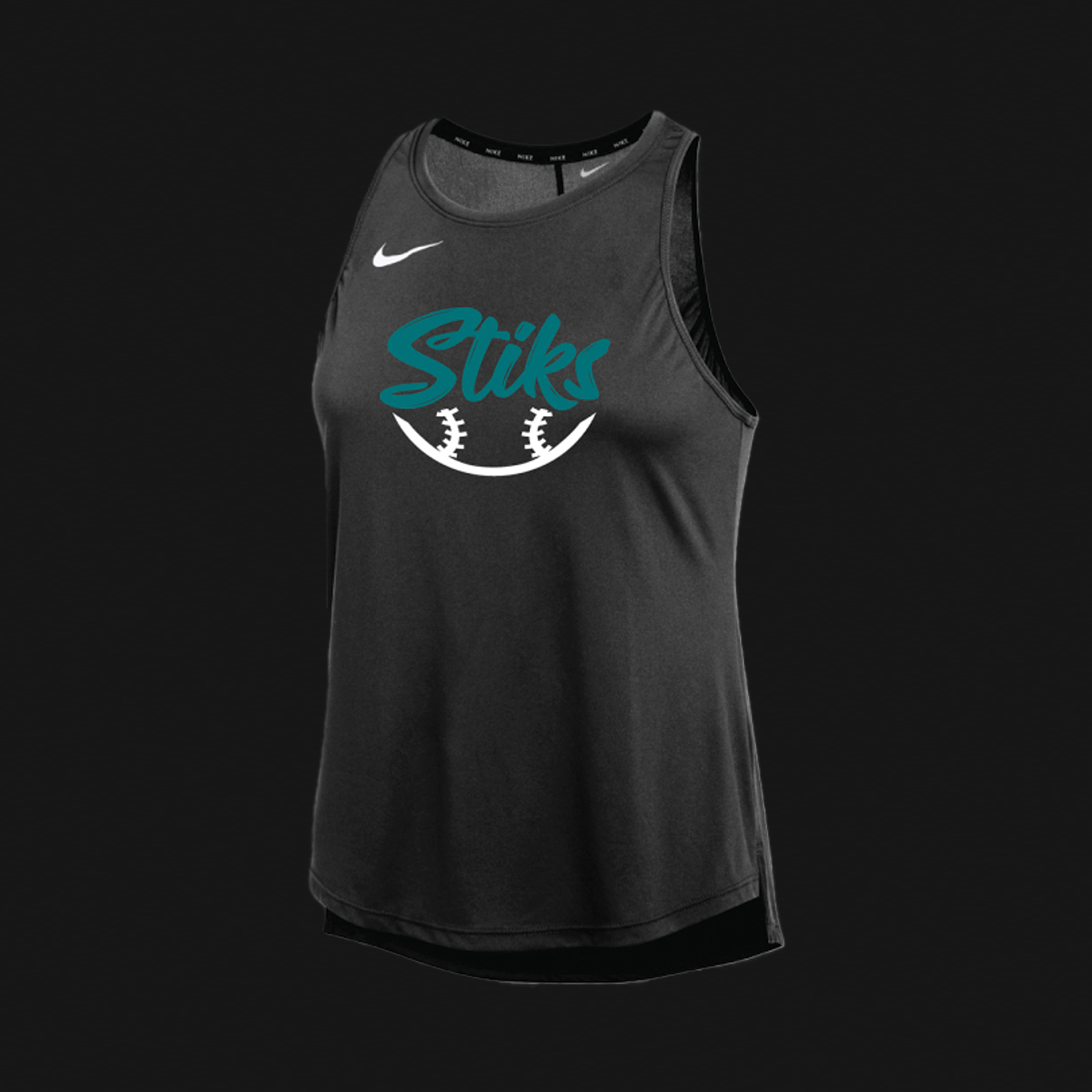 Nike Women's Black Tank Top- STiKS Logo 253
