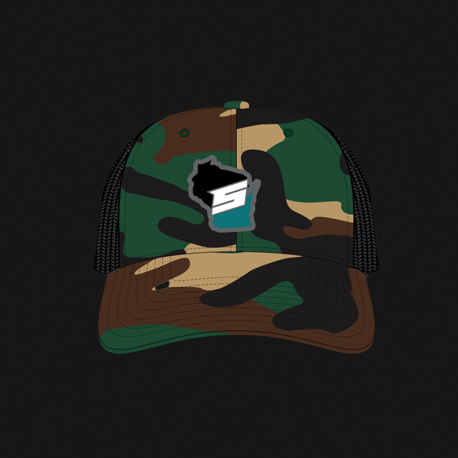 Camo/Black Snapback Hat - STiKS State Rubber Patch