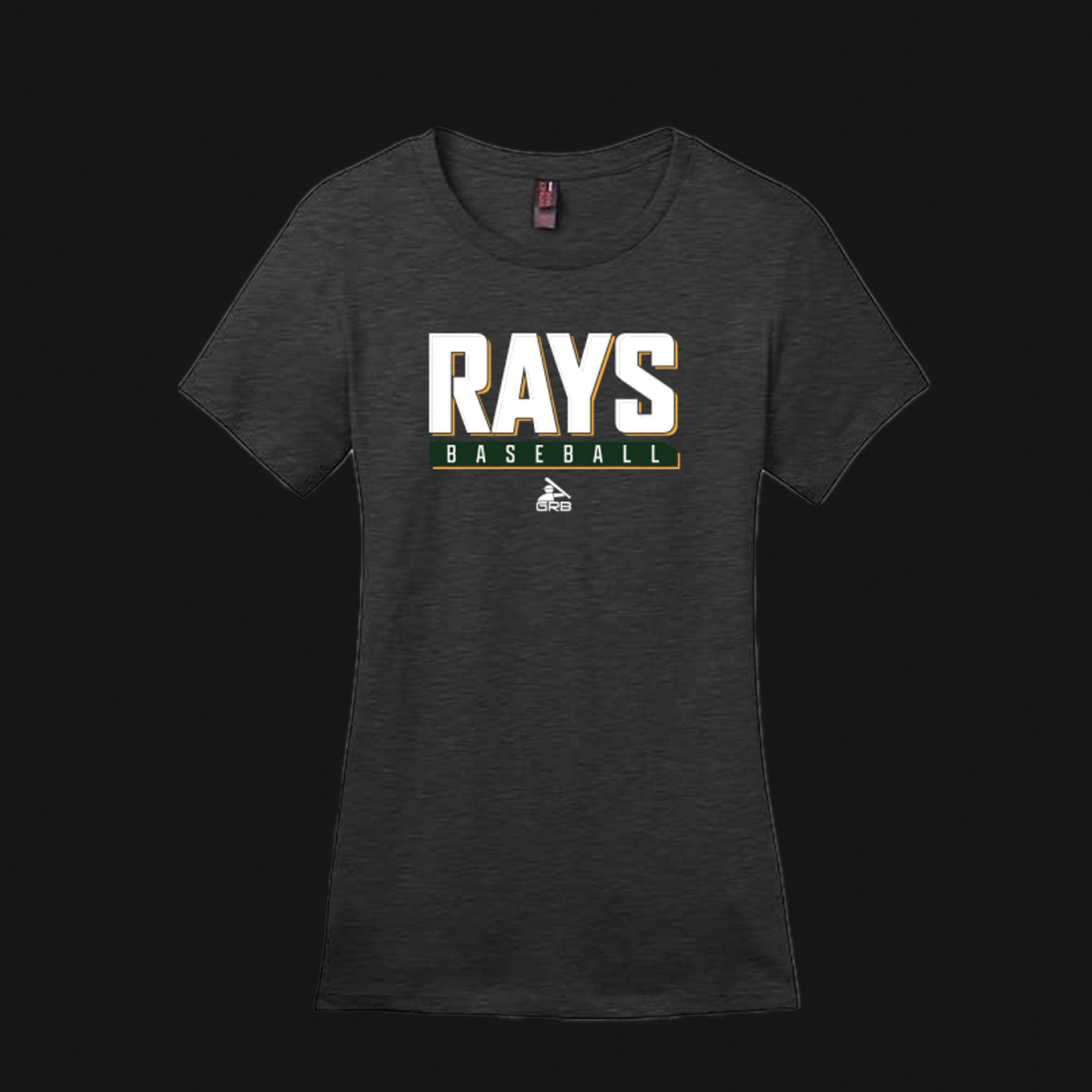 Women's Black Cotton T-Shirt- Rays Logo 57
