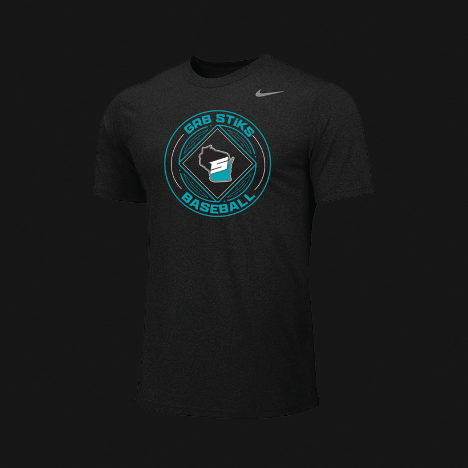 Nike Youth Black T-Shirt- STiKS Logo 63