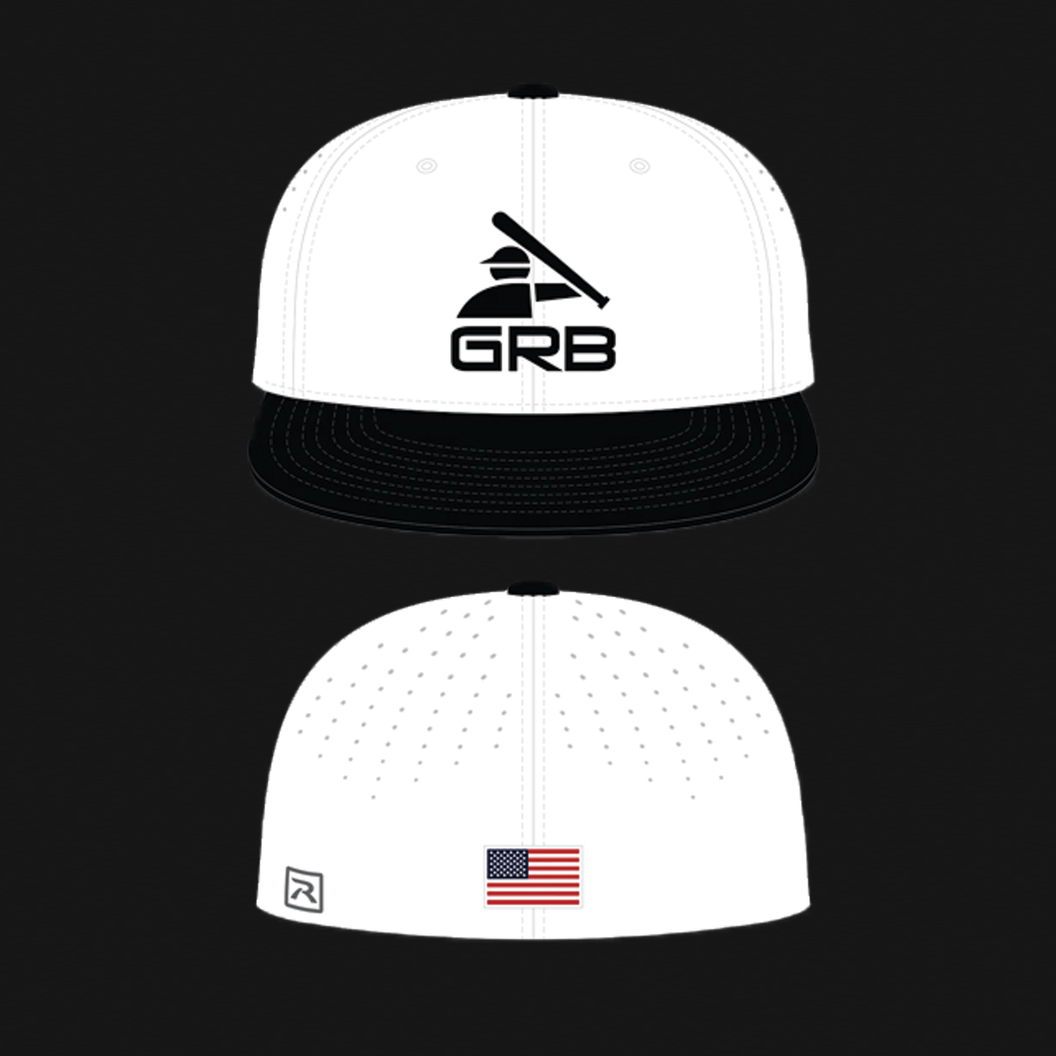 White/Black Fitted Hat