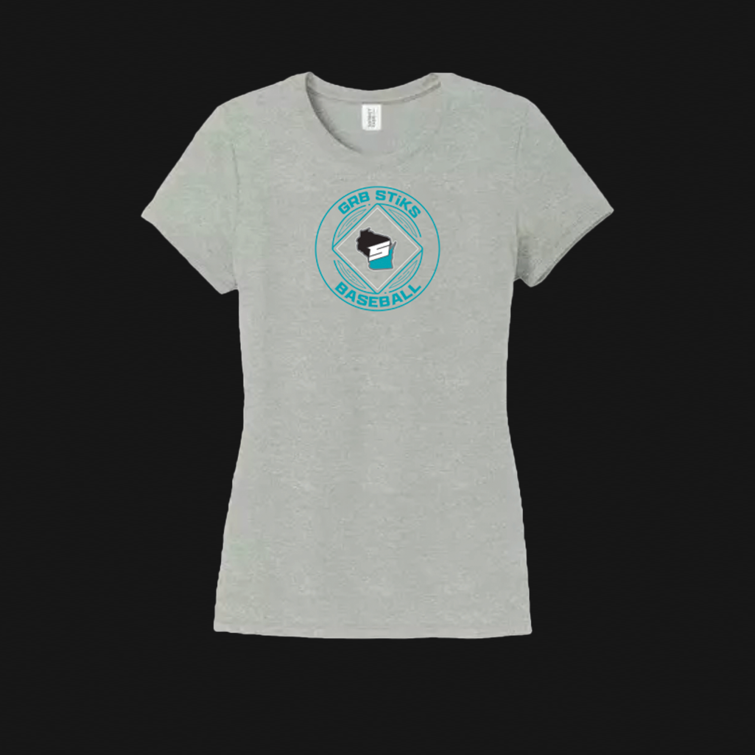 Women's Grey Cotton T-Shirt- STiKS Logo 63